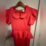 Celine by Champion size large dress in Coral pink. Peplum waist and puff sleeves Pink Photo 2