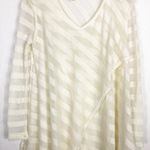 Free People We The  Oversized Faux Wrap Sweater Small Cream Striped V-Neck Soft Photo 6