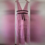 Dear Moon NWT Deep Moon V-Neck Tiered Tulle Ballgown Size 13 Rose and Black Photo 1