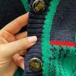 Vintage Preppy Green & Navy Plaid Knit Cardigan Photo 9