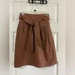 Massimo Dutti  Tan Leather A-Line Skirt Photo 4
