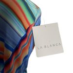 La Blanca  Sunset Multicolor Bandeau Belted Tie Waist Stripe One Piece Swimsuit 4 Photo 7