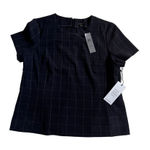 EXPRESS Ann Taylor Blouse Plaid Navy & White size 14P Photo 0