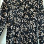 Vince  Eden Black Floral Long-Sleeve Midi 100% Silk Evening Dress Photo 8