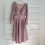 Mac Duggal Mac Duggal Pink Satin Velvet Long Sleeve V-Neck Midi Cocktail Formal Dress- NWT Photo 5