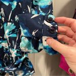 Jones New York floral watercolor belted button front blouse cotton mermaid fairy Photo 10