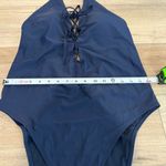 Aerie Lace-Up Front Deep Plunge High Cut One Piece Swimsuit navy blue size XXl Photo 7