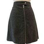 Madewell Skirt Sz 8 Wool Blend Gray Mini Full Zip Casual Minimalist Academia Photo 1