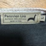 Peruvian Link Alpaca Blend Cardigan Sweater Paisley Print Silver Clasp Large Gray Photo 5