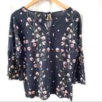 LC Lauren Conrad black floral 3/4 sleeve top Photo 11