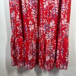 Womens Skirt M Maxi Midi Red Tiered Ditsy Floral Stretch Waist Boho Cottage Size M Photo 3