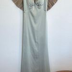 Elegant Green Halter Maxi Dress for Wedding Guests Size 2 Photo 4