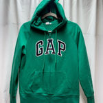 Gap  women's green full-zip hoodie with blue/white lettering size M Photo 0