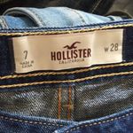 Hollister Dark Wash Denim Low Rise Flower Embroidered Hem Summer Jean Shorts Photo 7
