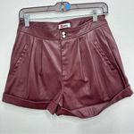 Sunny Maroon Pleather Faux Leather Shorts Casual Summer Festival Moto Vegan Purple Size 27 Photo 0