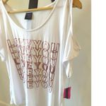 Material Girl NWT Pink Metallic LOVE YOU - Cold Shoulder Size XL by  Active Top Photo 2