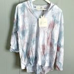 Cynthia Rowley 100% Linen Tie Dye Boho Hoodie Red White Blue M Photo 1