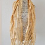 Jones New York Gold Striped Sheer Fringe Large Silk Blend Scarf Wrap Photo 1