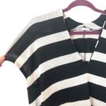 ZARA  Striped Knit V-Neck Relaxed Sweater Black/White‎ Small Photo 3