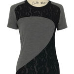 Carven Grey Lace Panel Crew Neck T Photo 0