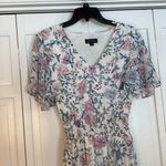 Tahari  pink floral ruffled sleeve smocked midi dress 6 Photo 3