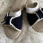 Bandolino Navy Blue Braylin Bow Tie Scallop Trim Espadrille Slide Sandals Size 8 Photo 6