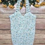 None Handmade Crochet Shoulder Bag Purse Satchel Variegated Blue Green Hippie Boho Photo 0