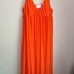 ASOS NWT Coral Orange Mesh Overlay Empire Waist Skater Maxi Dress 14 Photo 2