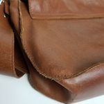 MADE IN ITALY GENUINE LEATHER BROWN FLAP STUD BAGUETTE Silver Photo 10