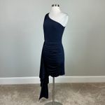 XScape One Shoulder Sleeveless Bodycon Mini Sheath Cocktail Dress Blue Size 10 Photo 3
