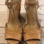 Antonio Melani Beige Cork Heels Platforms Wedge 9.5 tan Leather Photo 0