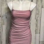 Pink Backless Ruched Glitter Bodycon Dress Size Small Photo 0