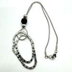 Hammered Silver Rings Pendant Necklace Black Bead Snake Chain Statement Piece Photo 7