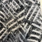 Relativity  XL Black White Fuzzy Open Front Cardigan Textured Sweater Jacket Photo 8