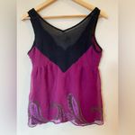 Kenar  purple red paisley 100% silk blouses size Large Flowy Photo 1