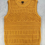 Talbots  Sweater Vest Knit Sleeveless Open Stitch Yellow‎ Cotton Blend L Photo 0