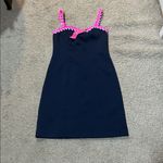 Lilly Pulitzer NWT  SHELLBEE True Navy Blue Pink Ric Rac Scuba Lined Sz S Photo 3