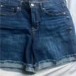 Kensie Dark Blue Frayed Hem Denim Shorts  Photo 0