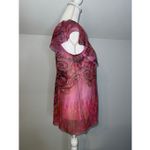 Y2K 2000s Floral Print Lettuce Cap Sleeve Whimsy Fairy Grunge Boho Top SMALL Pink Photo 3