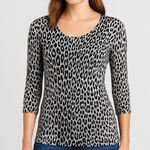 Cynthia Rowley  Women’s Leopard Print 3/4 Sleeve Tunic Blouse Multicolor XS Photo 0