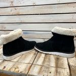 Vintage Black Suede Shearling Lined Fold Over Ankle Boots Cozy Winter 8 Photo 4