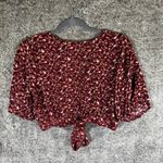 American Eagle Crop Short Sleeve Sz S Red Floral Photo 6