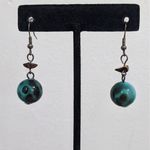 Blue Bead Dangle Earrings 2 Pairs of Dangle Earrings Bronze Bead Earrings Photo 1