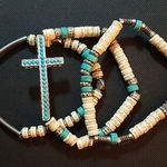 Bundle of 3 Turquoise, Silver, & Cream Bracelets Blue Photo 0