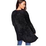 Free People  Black Faux Fur Long Cardigan Size L New Photo 3