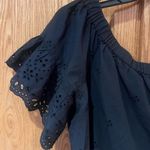 Madewell Eyelet Off-the-Shoulder Ruffled Short Sleeve Top in Black Size Large Photo 7