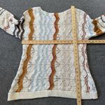 Garnet Hill  Striped Pointelle Knit Sweater Organic Cotton Linen Browns Womens S Photo 4