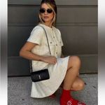 ZARA Blogger Favorite Short Structured Tweed Mini Dress in Ecru Photo 6