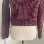 H&M Burgundy Velour Waffle Knit Mock Neck Crop Sweater Women's XS Photo 3