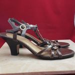 Liz Claiborne  Heels Brown & Gold Ankle Tie Heels - Size 7.5 Photo 2